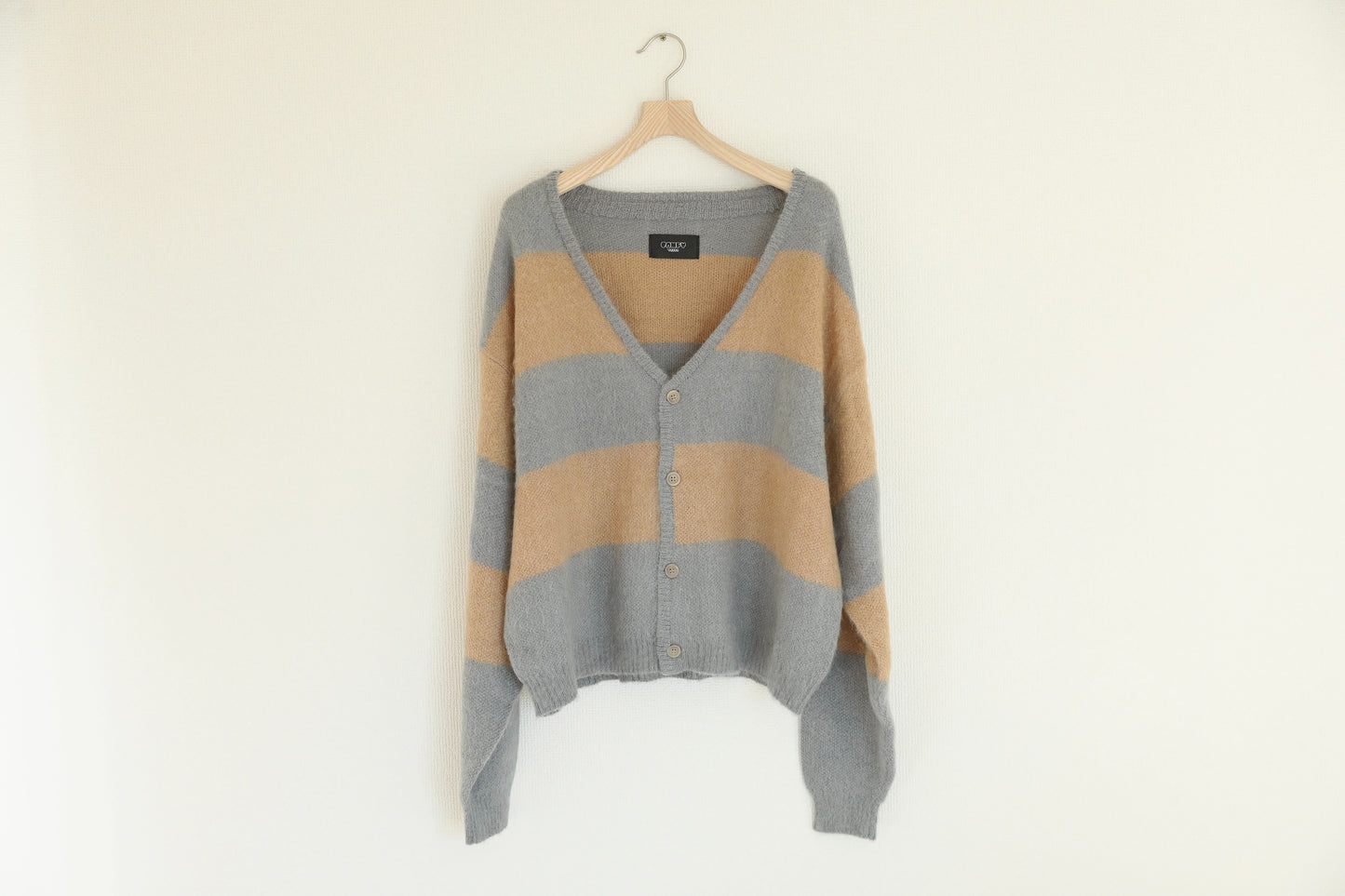 Border Cardigan(Gray × Beige)