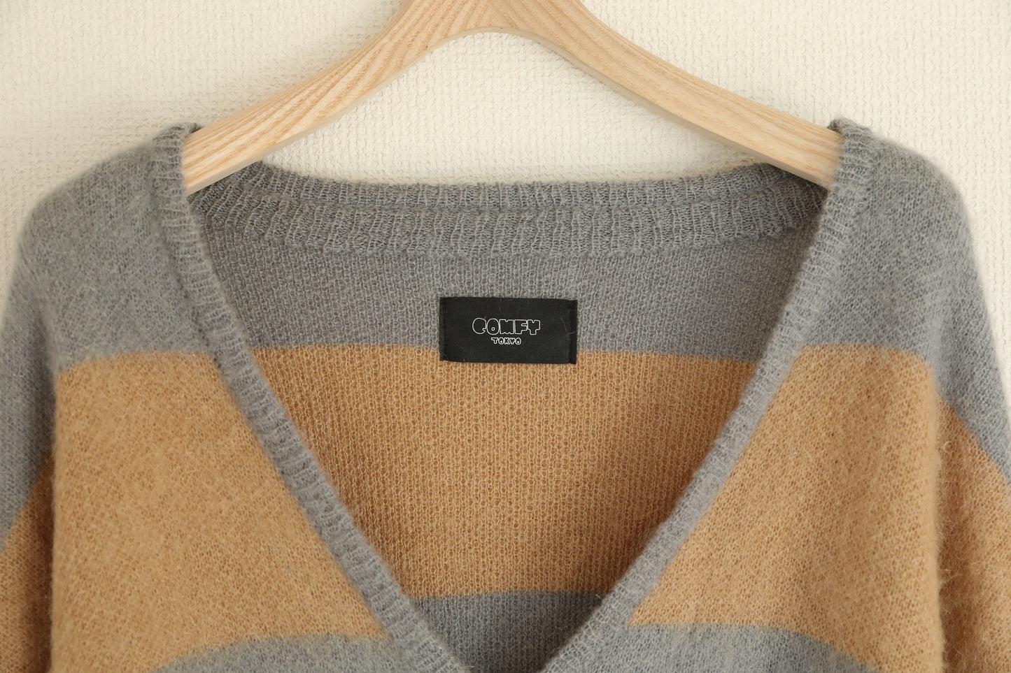 Border Cardigan(Gray × Beige)